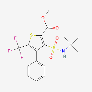 molecular formula C17H18F3NO4S2 B1222318 3-(Tert-butylsulfamoyl)-4-phenyl-5-(trifluoromethyl)-2-thiophenecarboxylic acid methyl ester 