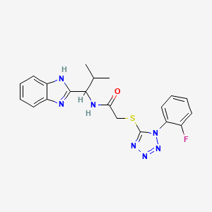 molecular formula C20H20FN7OS B12223217 N-[1-(1H-benzimidazol-2-yl)-2-methylpropyl]-2-{[1-(2-fluorophenyl)-1H-tetrazol-5-yl]sulfanyl}acetamide 