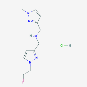 molecular formula C11H17ClFN5 B12223253 1-[1-(2-fluoroethyl)-1H-pyrazol-3-yl]-N-[(1-methyl-1H-pyrazol-3-yl)methyl]methanamine 