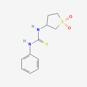 molecular formula C11H14N2O2S2 B12223279 1-Hydroxy-3-{[(phenylamino)thioxomethyl]amino}thiolan-1-one 