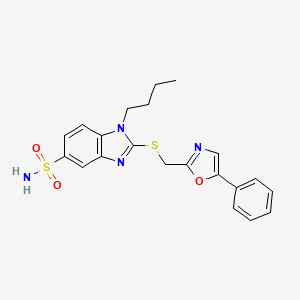 molecular formula C21H22N4O3S2 B1222328 1-Butyl-2-[(5-phenyl-2-oxazolyl)methylthio]-5-benzimidazolesulfonamide 