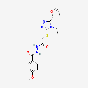 molecular formula C18H19N5O4S B1222337 N'-[2-[[4-ethyl-5-(2-furanyl)-1,2,4-triazol-3-yl]thio]-1-oxoethyl]-4-methoxybenzohydrazide 