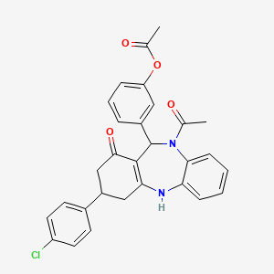 3-[10-acetyl-3-(4-chlorophenyl)-1-hydroxy-3,4,10,11-tetrahydro-2H-dibenzo[b,e][1,4]diazepin-11-yl]phenyl acetate