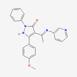 molecular formula C23H20N4O2 B12223411 (4Z)-5-(4-methoxyphenyl)-2-phenyl-4-[1-(pyridin-3-ylamino)ethylidene]-2,4-dihydro-3H-pyrazol-3-one 