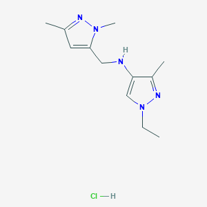 N-[(2,5-dimethylpyrazol-3-yl)methyl]-1-ethyl-3-methylpyrazol-4-amine;hydrochloride