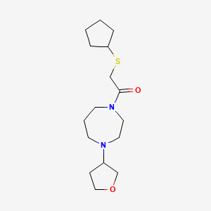 2-(Cyclopentylsulfanyl)-1-[4-(oxolan-3-yl)-1,4-diazepan-1-yl]ethan-1-one