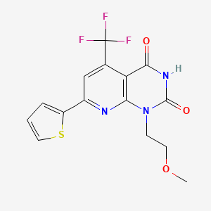 molecular formula C15H12F3N3O3S B1222351 1-(2-Methoxyethyl)-7-thiophen-2-yl-5-(trifluoromethyl)pyrido[2,3-d]pyrimidine-2,4-dione 
