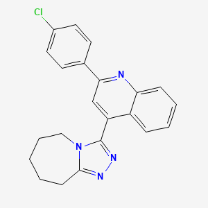 molecular formula C22H19ClN4 B1222352 3-[2-(4-chlorophenyl)-4-quinolinyl]-6,7,8,9-tetrahydro-5H-[1,2,4]triazolo[4,3-a]azepine 