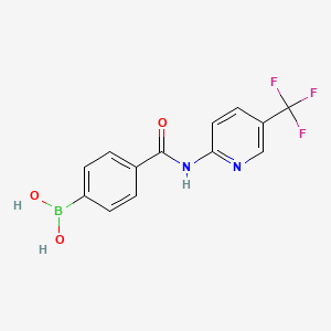 molecular formula C13H10BF3N2O3 B12223571 4-(5-(Trifluoromethyl)pyridin-2-ylcarbamoyl)phenylboronic acid 