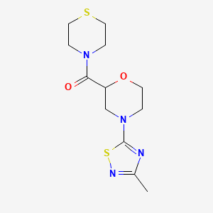 molecular formula C12H18N4O2S2 B12223575 4-(3-Methyl-1,2,4-thiadiazol-5-yl)-2-(thiomorpholine-4-carbonyl)morpholine 