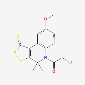 2-chloro-1-(8-methoxy-4,4-dimethyl-1-sulfanylidenedithiolo[3,4-c]quinolin-5-yl)ethanone