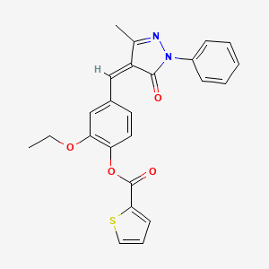 molecular formula C24H20N2O4S B1222364 [2-ethoxy-4-[(Z)-(3-methyl-5-oxo-1-phenylpyrazol-4-ylidene)methyl]phenyl] thiophene-2-carboxylate 