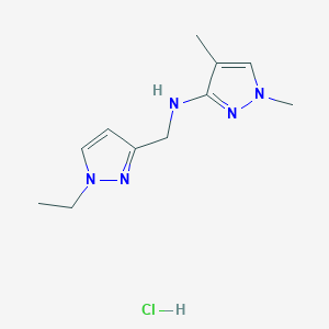 N-[(1-ethylpyrazol-3-yl)methyl]-1,4-dimethylpyrazol-3-amine;hydrochloride