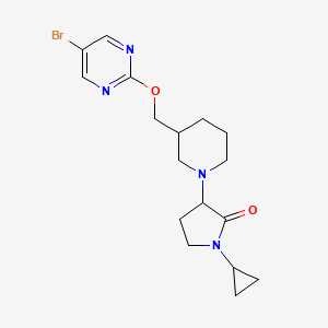 molecular formula C17H23BrN4O2 B12223663 3-(3-{[(5-Bromopyrimidin-2-yl)oxy]methyl}piperidin-1-yl)-1-cyclopropylpyrrolidin-2-one 