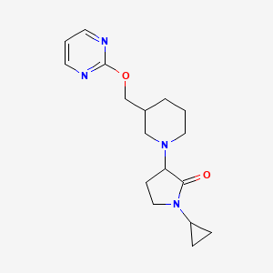 molecular formula C17H24N4O2 B12223699 1-Cyclopropyl-3-{3-[(pyrimidin-2-yloxy)methyl]piperidin-1-yl}pyrrolidin-2-one 