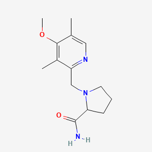 molecular formula C14H21N3O2 B12223735 1-[(4-Methoxy-3,5-dimethylpyridin-2-yl)methyl]pyrrolidine-2-carboxamide 