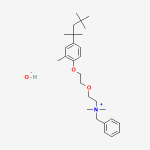 molecular formula C28H45NO3 B1222376 Benzyldimethyl(2-(2-(4-(1,1,3,3-tetramethylbutyl)tolyloxy)ethoxy)ethyl)ammonium hydroxide CAS No. 26248-39-5