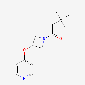 molecular formula C14H20N2O2 B12223760 3,3-Dimethyl-1-[3-(pyridin-4-yloxy)azetidin-1-yl]butan-1-one 