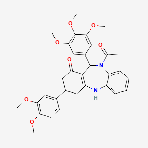 1-[3-(3,4-dimethoxyphenyl)-1-hydroxy-11-(3,4,5-trimethoxyphenyl)-2,3,4,11-tetrahydro-10H-dibenzo[b,e][1,4]diazepin-10-yl]ethanone