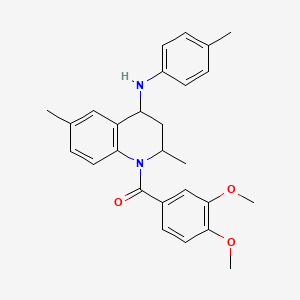 molecular formula C27H30N2O3 B12223833 (3,4-dimethoxyphenyl)(2,6-dimethyl-4-(p-tolylamino)-3,4-dihydroquinolin-1(2H)-yl)methanone 