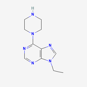 molecular formula C11H16N6 B12223840 9-ethyl-6-(piperazin-1-yl)-9H-purine 