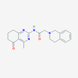 molecular formula C20H22N4O2 B12223935 2-(3,4-dihydroisoquinolin-2(1H)-yl)-N-(4-methyl-5-oxo-5,6,7,8-tetrahydroquinazolin-2-yl)acetamide 