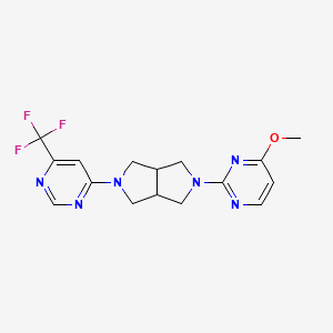 molecular formula C16H17F3N6O B12223945 4-Methoxy-2-{5-[6-(trifluoromethyl)pyrimidin-4-yl]-octahydropyrrolo[3,4-c]pyrrol-2-yl}pyrimidine 