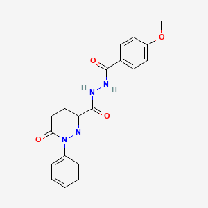 molecular formula C19H18N4O4 B12223976 N'-[(4-methoxyphenyl)carbonyl]-6-oxo-1-phenyl-1,4,5,6-tetrahydropyridazine-3-carbohydrazide 