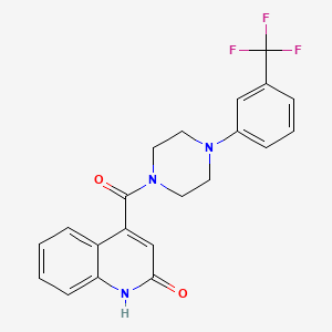 molecular formula C21H18F3N3O2 B1222398 4-[4-[3-(三氟甲基)苯基]哌嗪-1-羰基]-1H-喹啉-2-酮 