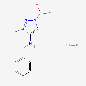 molecular formula C12H14ClF2N3 B12224012 N-benzyl-1-(difluoromethyl)-3-methylpyrazol-4-amine;hydrochloride 