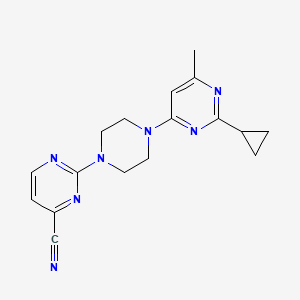 molecular formula C17H19N7 B12224033 2-[4-(2-Cyclopropyl-6-methylpyrimidin-4-yl)piperazin-1-yl]pyrimidine-4-carbonitrile 