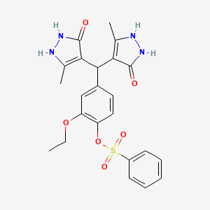 molecular formula C23H24N4O6S B1222407 苯磺酸[4-[双(3-甲基-5-氧代-1,2-二氢吡唑-4-基)甲基]-2-乙氧苯基]酯 