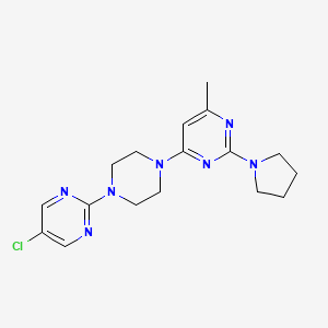 molecular formula C17H22ClN7 B12224074 4-[4-(5-Chloropyrimidin-2-yl)piperazin-1-yl]-6-methyl-2-(pyrrolidin-1-yl)pyrimidine 