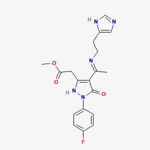 molecular formula C19H20FN5O3 B12224089 methyl [(4Z)-1-(4-fluorophenyl)-4-(1-{[2-(1H-imidazol-4-yl)ethyl]amino}ethylidene)-5-oxo-4,5-dihydro-1H-pyrazol-3-yl]acetate 