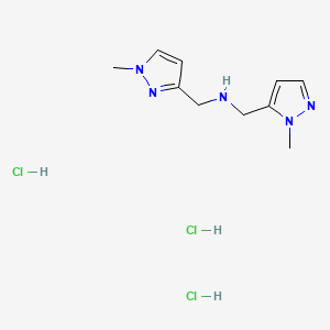 molecular formula C10H18Cl3N5 B12224090 1-(1-methylpyrazol-3-yl)-N-[(2-methylpyrazol-3-yl)methyl]methanamine;trihydrochloride 