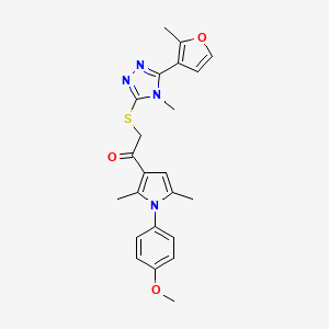 molecular formula C23H24N4O3S B1222411 1-[1-(4-甲氧基苯基)-2,5-二甲基-3-吡咯基]-2-[[4-甲基-5-(2-甲基-3-呋喃基)-1,2,4-三唑-3-基]硫]乙酮 