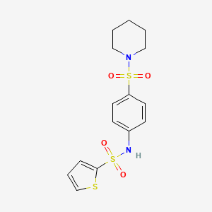 molecular formula C15H18N2O4S3 B1222414 N-[4-(1-piperidinylsulfonyl)phenyl]-2-thiophenesulfonamide 