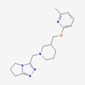 molecular formula C18H25N5O B12224140 2-methyl-6-{[1-({5H,6H,7H-pyrrolo[2,1-c][1,2,4]triazol-3-yl}methyl)piperidin-3-yl]methoxy}pyridine 