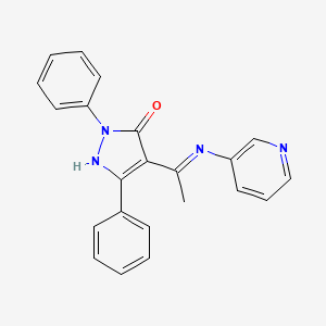 molecular formula C22H18N4O B12224175 (4Z)-2,5-diphenyl-4-[1-(pyridin-3-ylamino)ethylidene]-2,4-dihydro-3H-pyrazol-3-one 