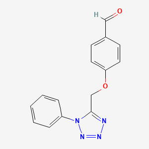 molecular formula C15H12N4O2 B12224213 4-[(1-Phenyl-1,2,3,4-tetraazol-5-yl)methoxy]benzaldehyde 