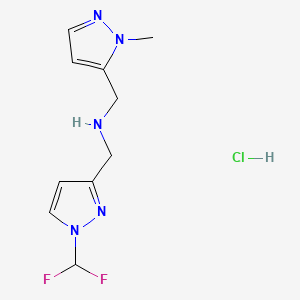 molecular formula C10H14ClF2N5 B12224223 1-[1-(difluoromethyl)-1H-pyrazol-3-yl]-N-[(1-methyl-1H-pyrazol-5-yl)methyl]methanamine 