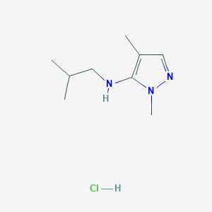 molecular formula C9H18ClN3 B12224228 N-isobutyl-1,4-dimethyl-1H-pyrazol-5-amine 