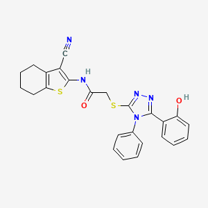 molecular formula C25H21N5O2S2 B1222425 N-(3-cyano-4,5,6,7-tetrahydro-1-benzothiophen-2-yl)-2-{[5-(2-hydroxyphenyl)-4-phenyl-4H-1,2,4-triazol-3-yl]sulfanyl}acetamide 