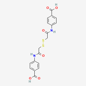 molecular formula C18H16N2O6S2 B12224289 4-[[2-[[2-(4-Carboxyanilino)-2-oxoethyl]disulfanyl]acetyl]amino]benzoic acid CAS No. 15088-45-6