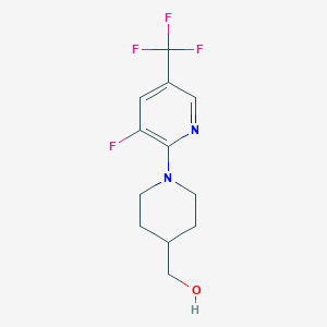 molecular formula C12H14F4N2O B12224336 {1-[3-Fluoro-5-(trifluoromethyl)pyridin-2-yl]piperidin-4-yl}methanol 