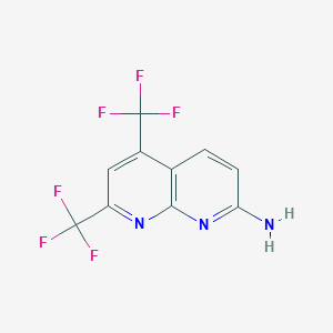 molecular formula C10H5F6N3 B1222434 5,7-Bis(trifluoromethyl)-1,8-naphthyridin-2-amine CAS No. 51420-72-5