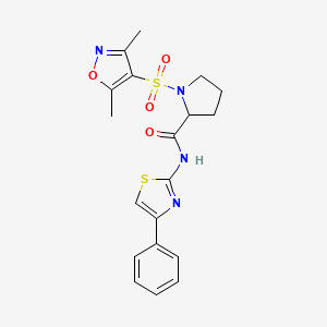 molecular formula C19H20N4O4S2 B12224364 {1-[(3,5-dimethylisoxazol-4-yl)sulfonyl]pyrrolidin-2-yl}-N-(4-phenyl(1,3-thiaz ol-2-yl))carboxamide 