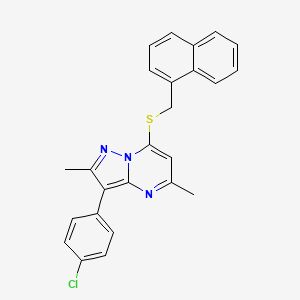 molecular formula C25H20ClN3S B12224401 3-(4-Chlorophenyl)-2,5-dimethyl-7-[(naphthalen-1-ylmethyl)sulfanyl]pyrazolo[1,5-a]pyrimidine 