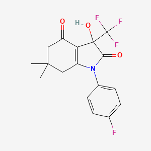 molecular formula C17H15F4NO3 B1222441 1-(4-Fluorophenyl)-3-hydroxy-6,6-dimethyl-3-(trifluoromethyl)-5,7-dihydroindole-2,4-dione 