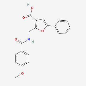 molecular formula C20H17NO5 B1222448 2-[[[(4-Methoxyphenyl)-oxomethyl]amino]methyl]-5-phenyl-3-furancarboxylic acid 